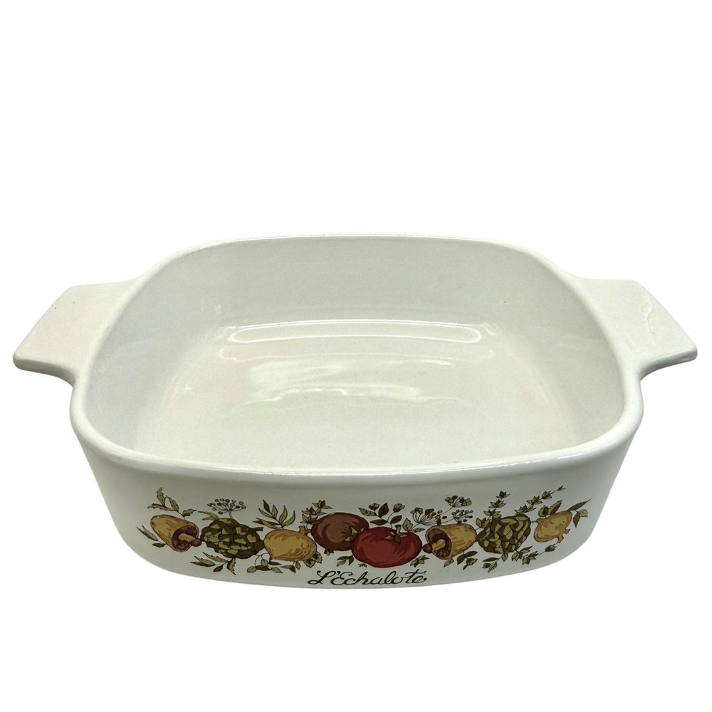 Vintage Corning Ware L'Echalote Casserole Dish‎ White Square Handles